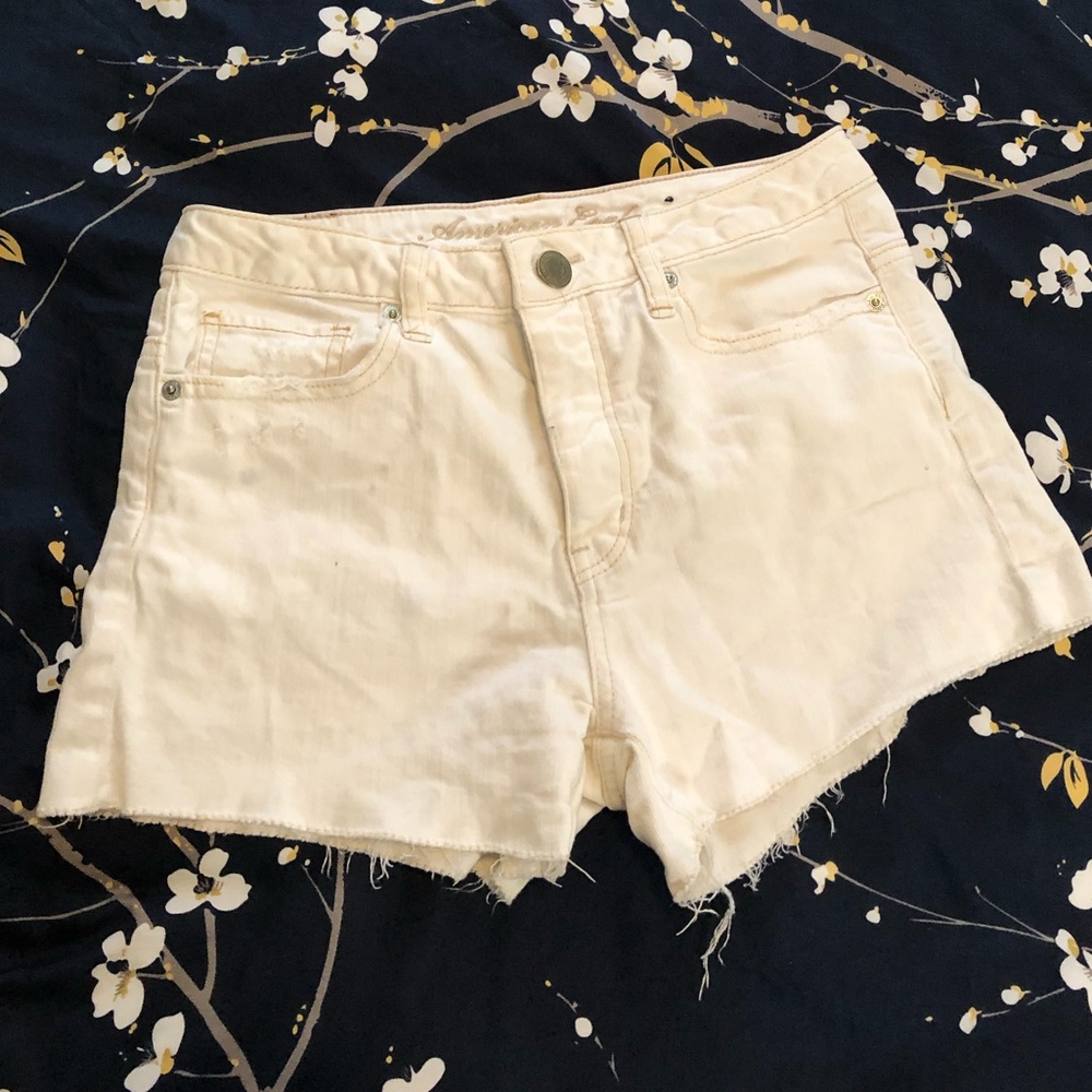 American Eagle White High Waisted Jean Shorts